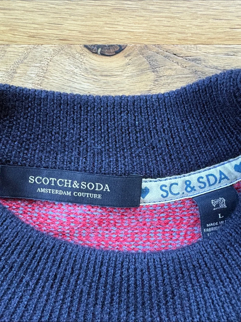 Scotch & Soda Pink, Navy & Cream Striped Crewneck Sweater